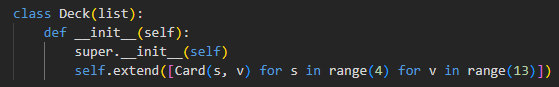 code example of deck class